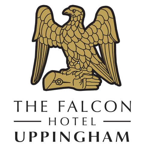 Logo of The Falcon Hotel Uppingham featuring an eagle emblem.